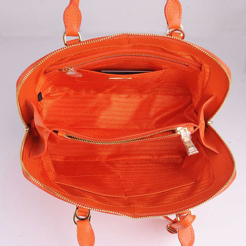 2014 Prada Saffiano Calf Leather Two Handle Bag BL0837 orange - Click Image to Close